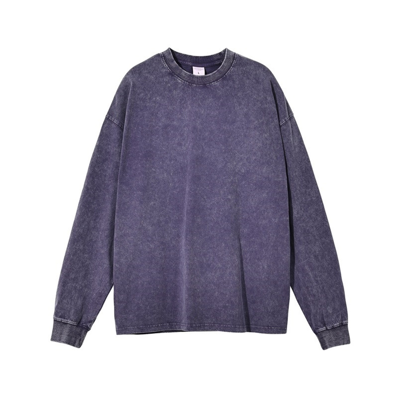 B01-1 [230g 100 cotton vintage batik color washed old] blank version Light board loose long sleeve T-shirt