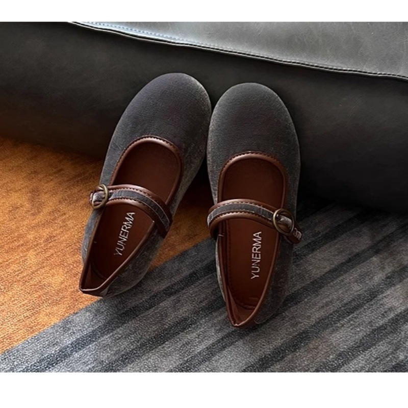 Kindergarten baby autumn all-match velvet Velcro cloth shoes autumn single shoes girls spring and autumn Western style soft bottom shoes 1