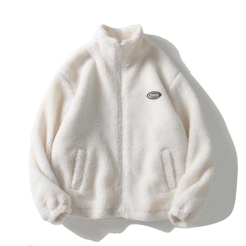 Japanese style cityboy cotton-padded coat men's winter fleece-lined thickened Korean style lambswool coat loose trendy stand collar cotton-padded coat