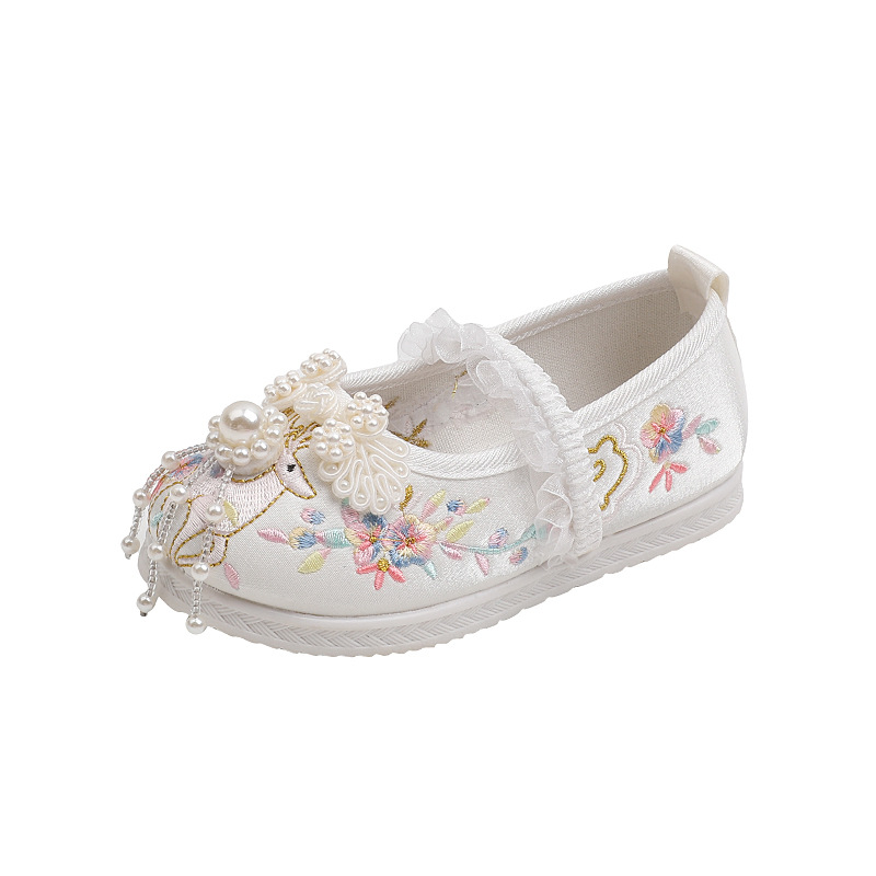 2023 New Girls Handmade Hanfu Shoes Children's Embroidered Shoes Little Princess Shoes Baby Antique Ancient Dress Shoes