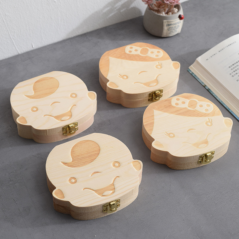 Wooden Coil Box Original Color Wooden Coil Box for Baby Boys and Girls in stock Wholesale Children's Tread Hair Collection Storage Box