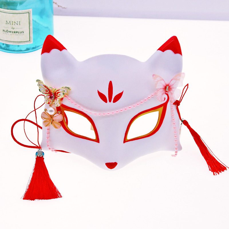 Animism 3: Little White Fox Japanese-style Japanese-style antique romantic half-face dress mask fairy butterfly fox cat