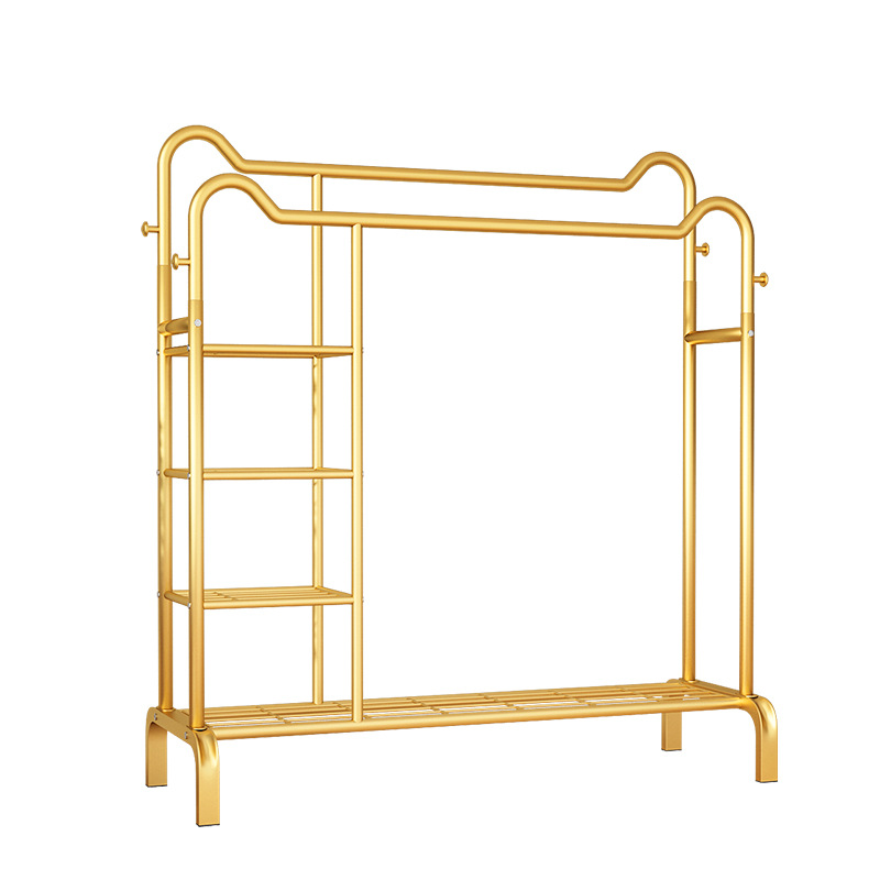 Light Luxury Clothing Store Drying Rack Floor Indoor Drying Rack Balcony Bedroom Hanger Household Double Rod Coat Rack