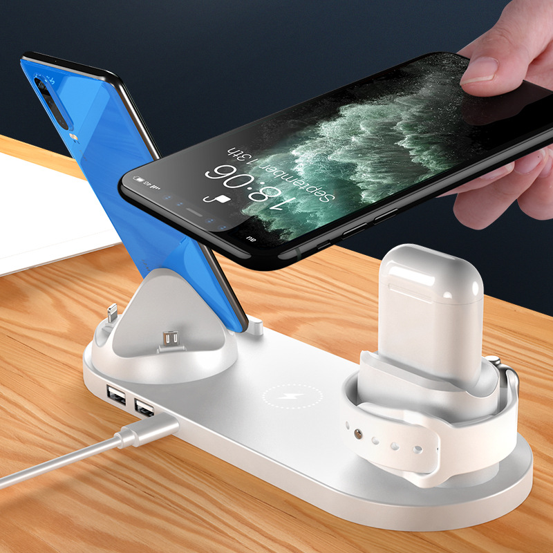 Cross-border new multi-functional six-in-one wireless charger for headphones watch fast charging wireless charger