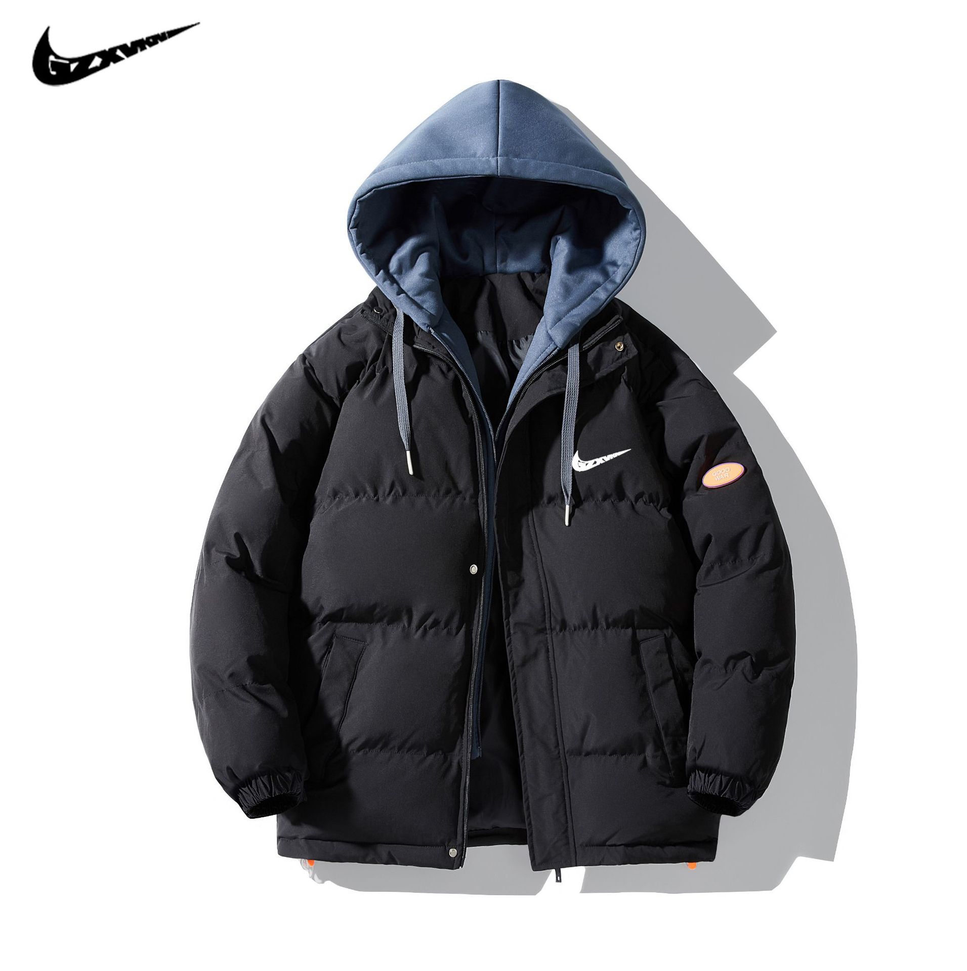 Brand winter thickened plus two-piece hooded cotton-padded coat men's plus size youth sports thickened warm shorts coat fashion