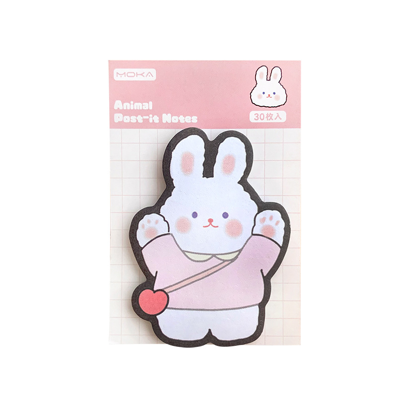 Cute animal park Post-it notes small red book with 30 tearable self-adhesive cartoon notes wholesale