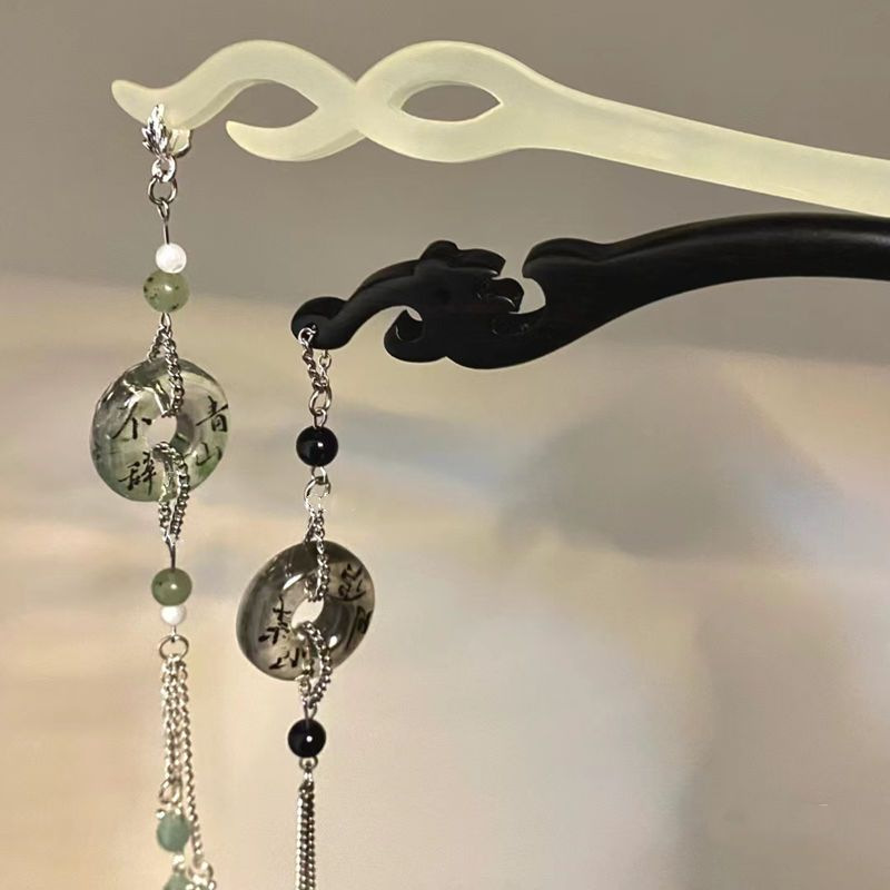 Ink style ~ New Chinese butterfly safety buckle tassel hairpin ins elegant girlfriends hair accessories ancient style artistic hairpin for women