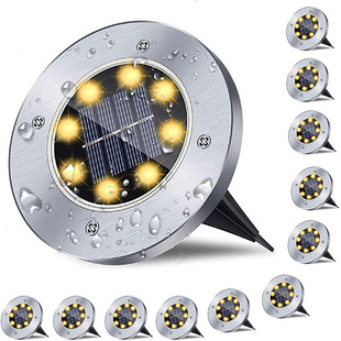 Amazon Outdoor Solar Buried Light 8LED Stainless Steel Lawn Road Light Garden Light