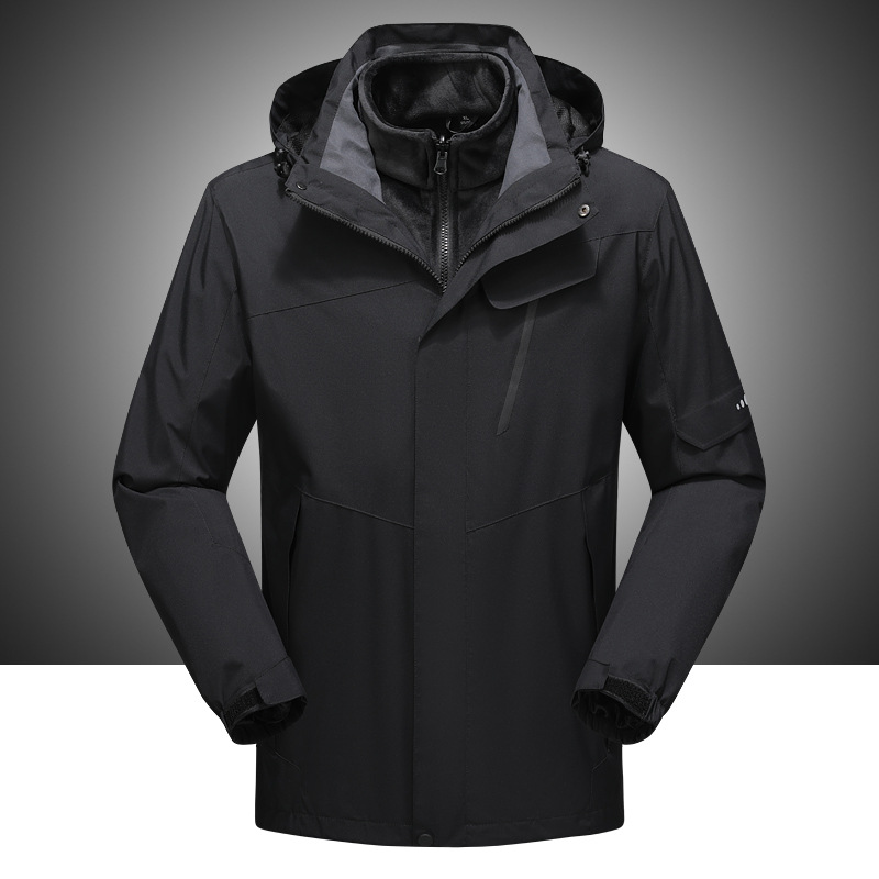 Three-in-one jacket men's detachable group purchase winter outdoor fleece-lined warm waterproof windproof two-piece set women's