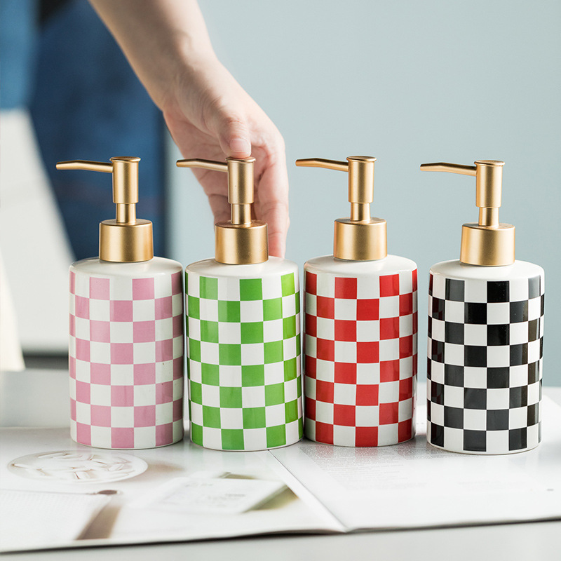 Light Luxury Popular Ceramic Hand Soap Body Soap Shampoo Conditioner Hotel Bottled Household Lotion Press Bottle