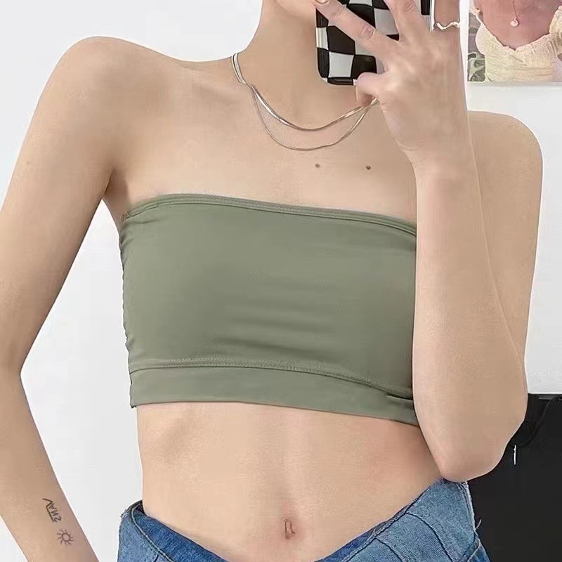 Internet Celebrity New Vest Women's Ice Silk Strapless Wrap Chest All-match Fixed Cup Push-up One-piece Beautiful Back Tube Top Underwear