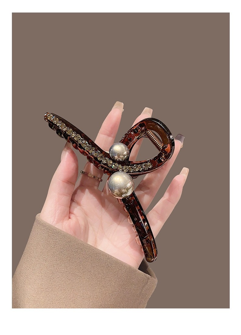 Nuovo stile luce lusso pieno diamante perla squalo clip grande updo fermaglio per capelli di alta qualità semplice cucchiaio posteriore coda di cavallo accessori per capelli per le donne_voghion.com