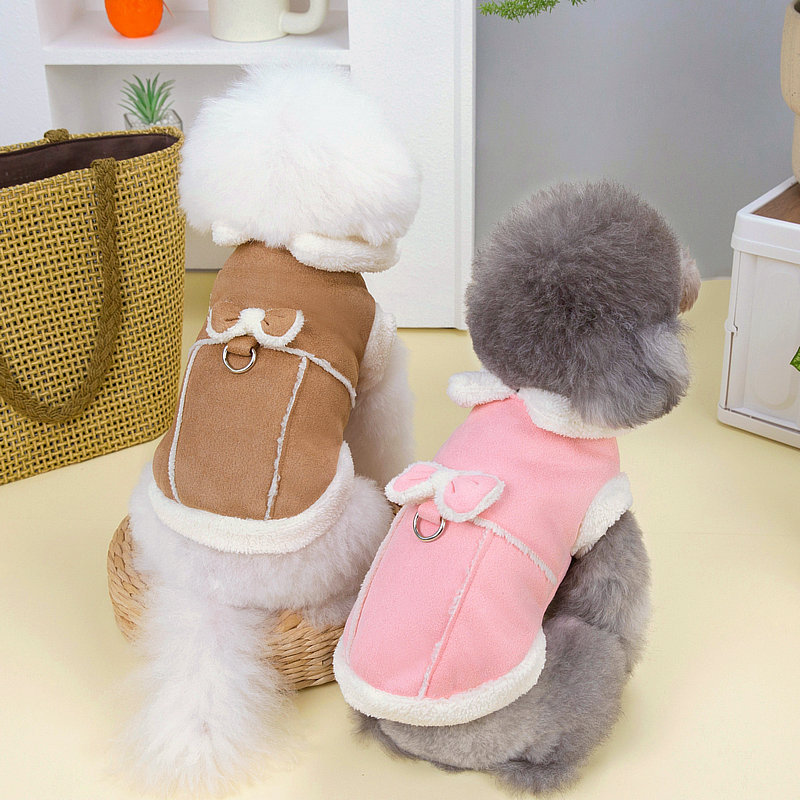 秋/冬の新しいペット服犬猫小中型犬プル可能な綿コート鹿柄|undefined