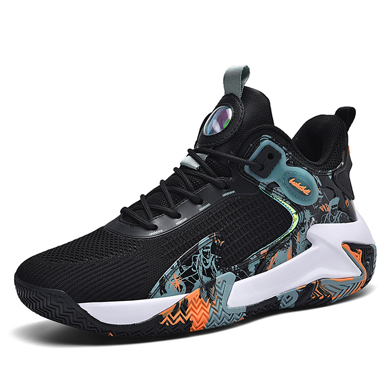 Basketball Shoes Men's Flying Weaving Sports Casual Shoes Men's Shoes Large Size 47 48 Breathable Mesh Shock Absorbing Anti-Slip Wear-Resistant Sneakers