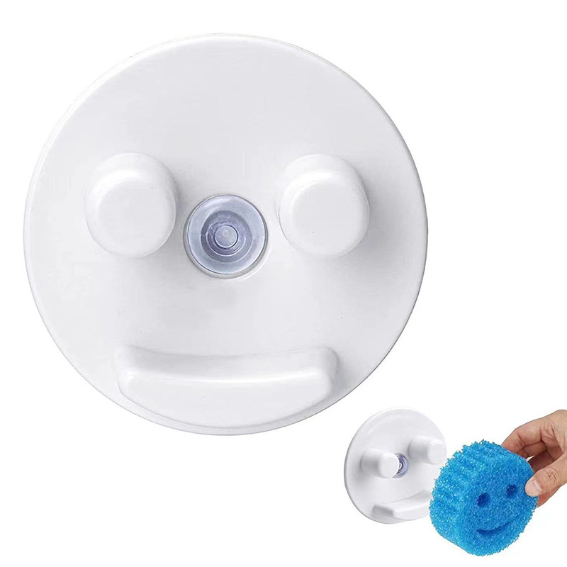 Cross-border Storage Rack Sucker Storage Holder Smiley Fixed Bracket Sponge Sink Kitchen Bathroom Storage Daily Supplies