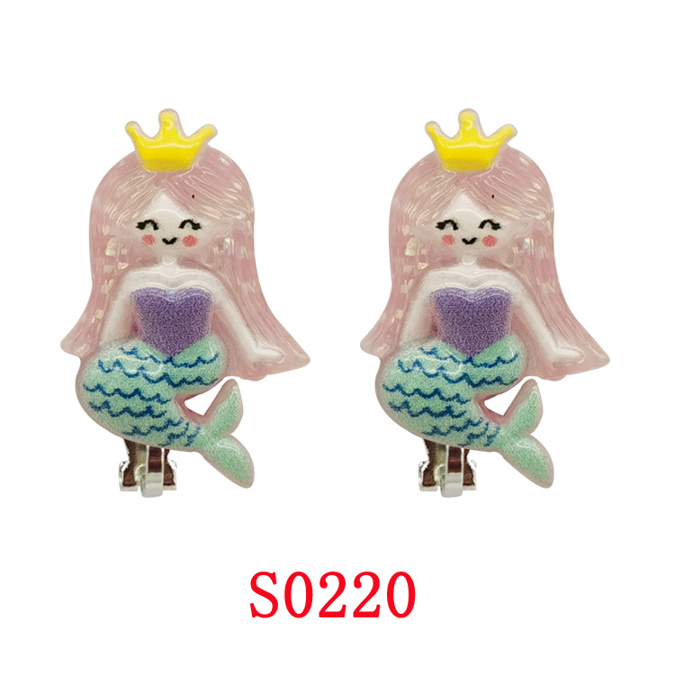 Cross-border New Cartoon Children's Ear Clip Earrings Cute Unicorn Mermaid Ear Clip Girls' Ear Accessories