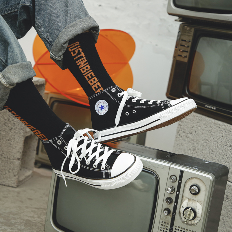High-top canvas shoes for male students 2022 Hong Kong style classic Korean casual Japanese style versatile wholesale trendy women's board shoes