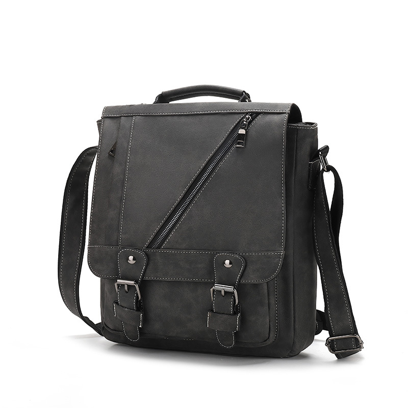 New retro men's bag vertical PU leather men's commuter shoulder bag large capacity Crossbody Bag Men's handbag