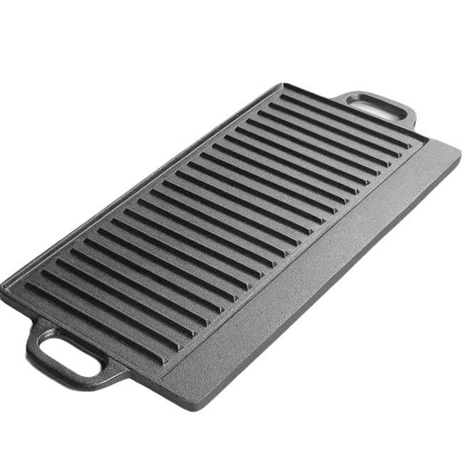 Cast iron pan outdoor baking pan 202-203 uncoated rectangular double-sided iron plate double-sided available cast iron baking pan