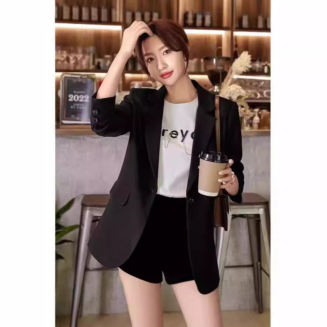 Spring 2024 New Casual All-match Slim-fit Slim-fit Loose Elegant Full of Small Men Suit Coat Black
