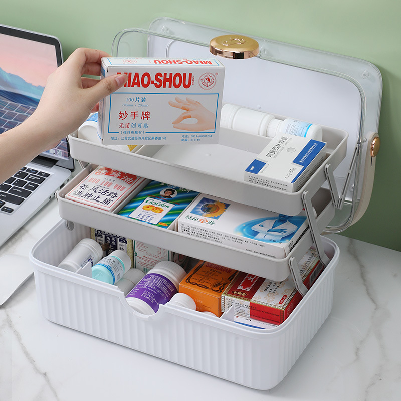 Large Medicine Box Home Storage Household Large Capacity Dormitory Emergency Medical Box Drug Multi-Layer Portable Storage Medicine Box