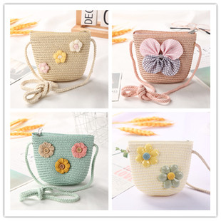 Children's Bag Cute Fashion Textile Bucket Bag Mini Straw Bag Girls' Baby's Lightweight Shoulder Crossbody Bag