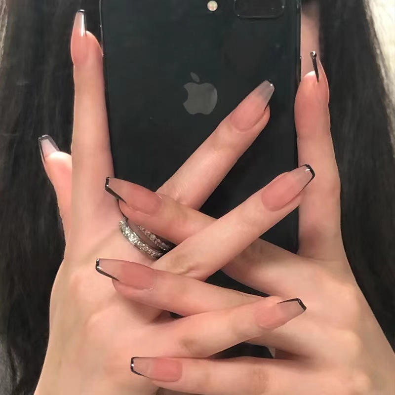 Nude Black French Wear Armor Ballet Nail Patches Removable Fake Nail Patches Nail Patches Finished Nail Patches