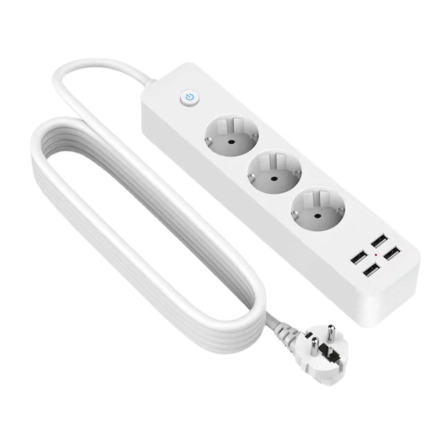 4usb European standard hole plug-in with wire German plug-in usb3AC port plug-in board European standard round USB mobile phone charger