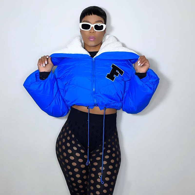 Q22TP392 European and American women's clothing 2022 autumn and winter New Fashion solid color embroidery North American small stand collar casual cot_voghion.com