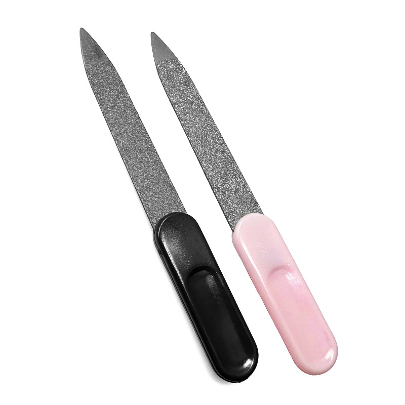 Sandblast 338 File plastic handle double-sided nail file stainless steel metal fine grinding strip repair clip manicure nail file