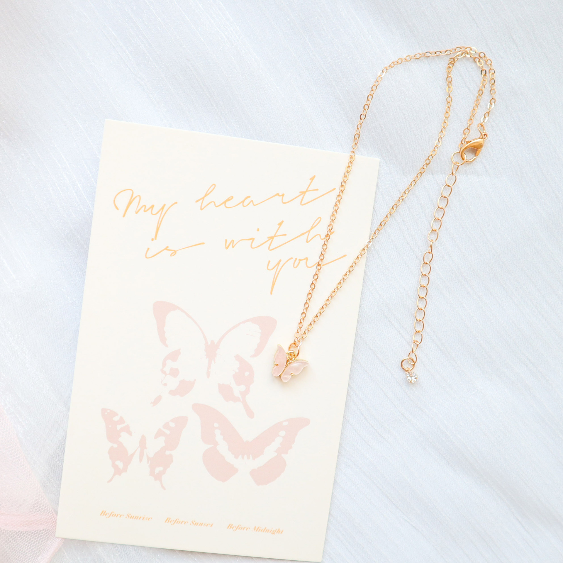 8# pink butterfly chain