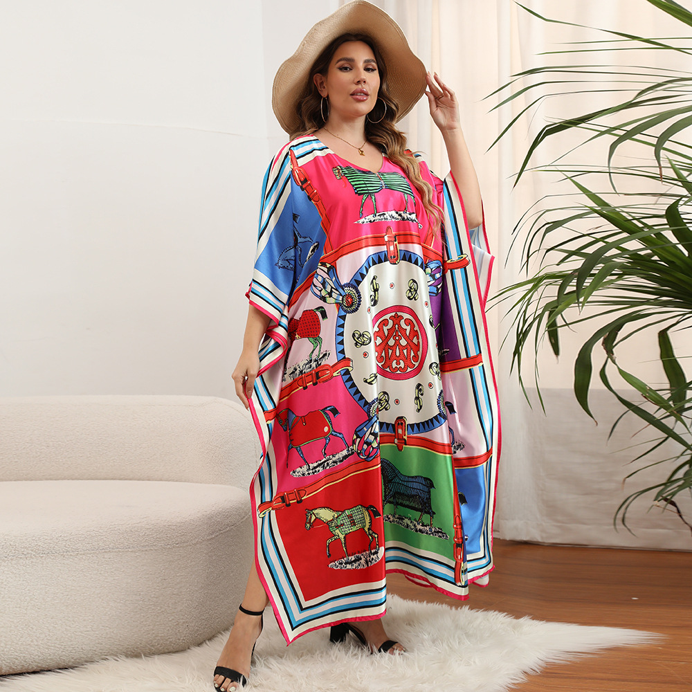 European and American beach blouse plus size robe slimming dress bohemian dress DM602 - ShopShipShake