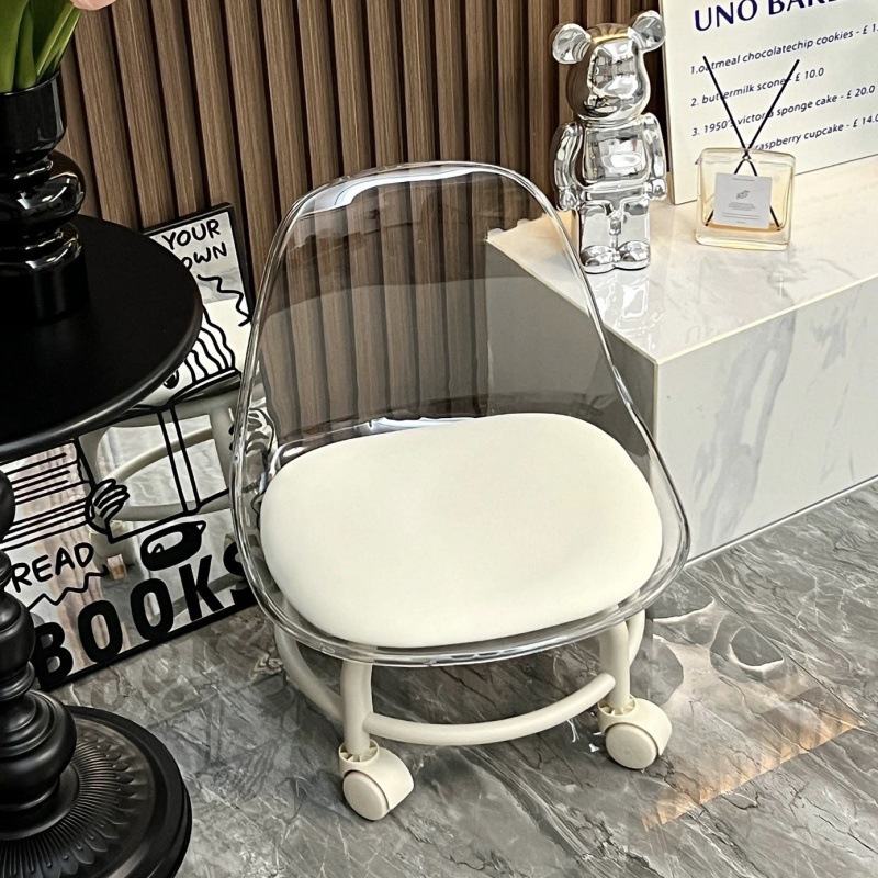 Acrylic small stool mute children's toddler stool with universal wheel Internet-famous small chair pulley low stool beautiful sewing stool