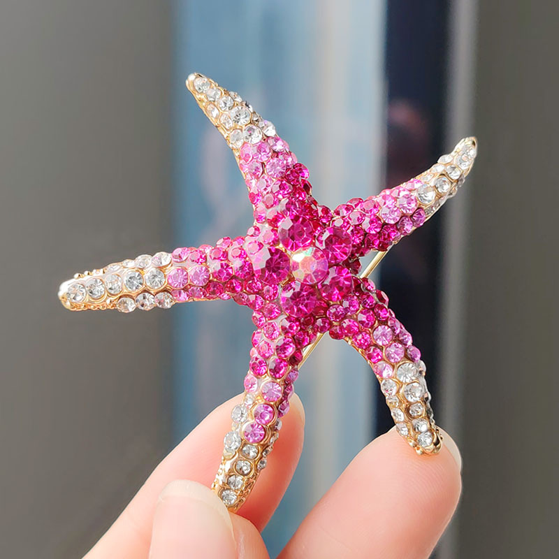 New inlaid rhinestone cute multi-color starfish brooch fashion personality star corsage spot factory wholesale