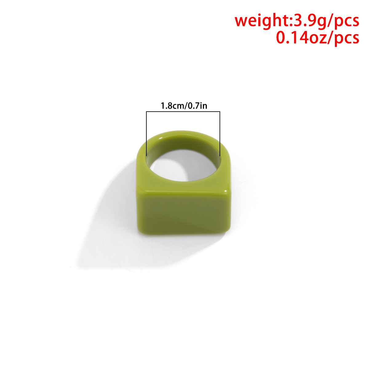 Trend color acrylic ring fashion simple geometric square wide edge resin ring