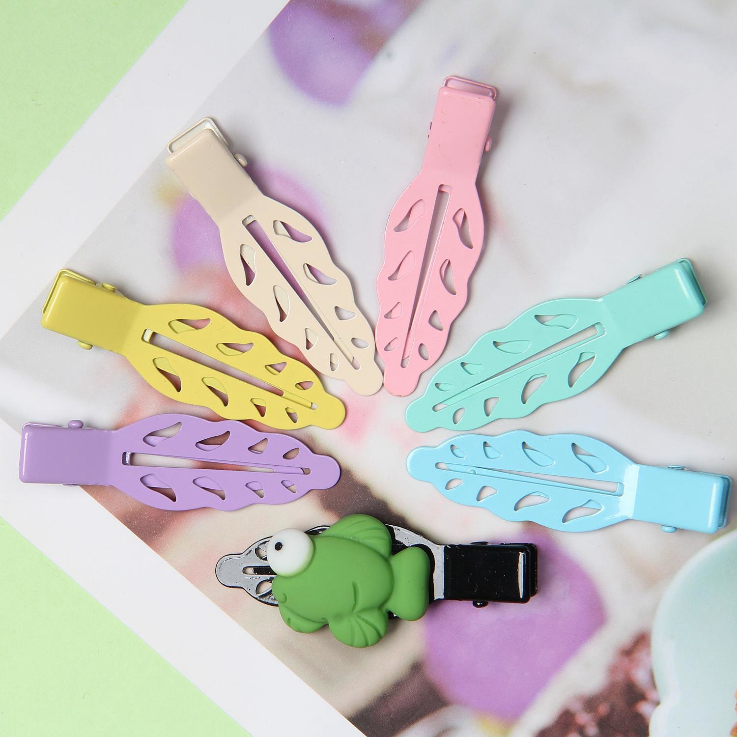 5.1cm high quality leaves hairpin wholesale electroplated seamless hairpin bangs clip DIY hairpin material accessories