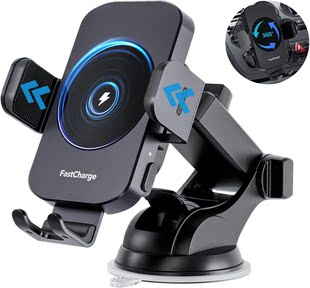 New car mobile phone bracket with air outlet suction cup double bracket 15W fast wireless charger intelligent induction