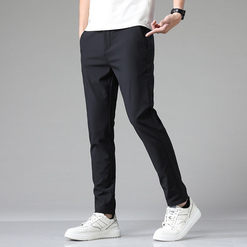 Spring autumn casual pants men's business elastic small straight trousers young solid color Fashion pants wholesale