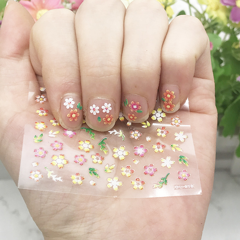 Nail art supplies 3D three-dimensional 30 different flower type black and white color children's adult small fresh bare nail stickers