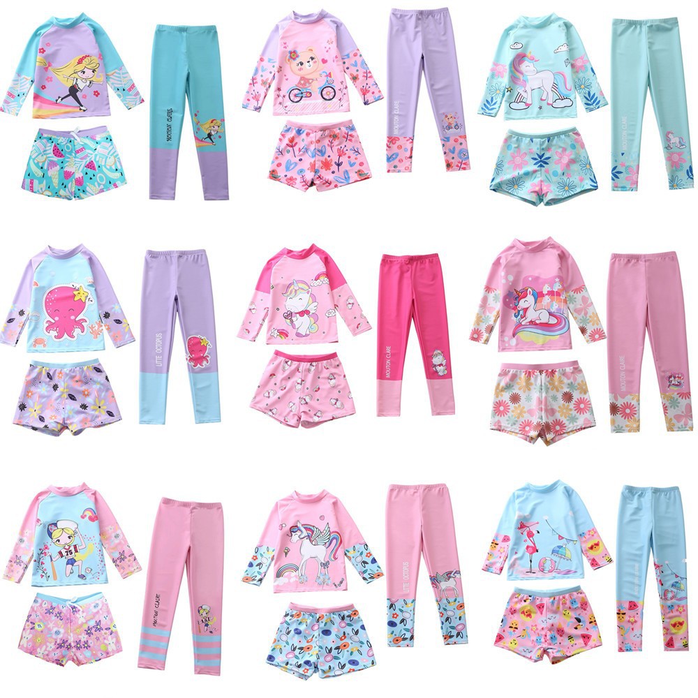 Children's Swimsuit Split Girls' Long-sleeved Trunks Swimsuit Baby Girl's Conservative Swimsuit