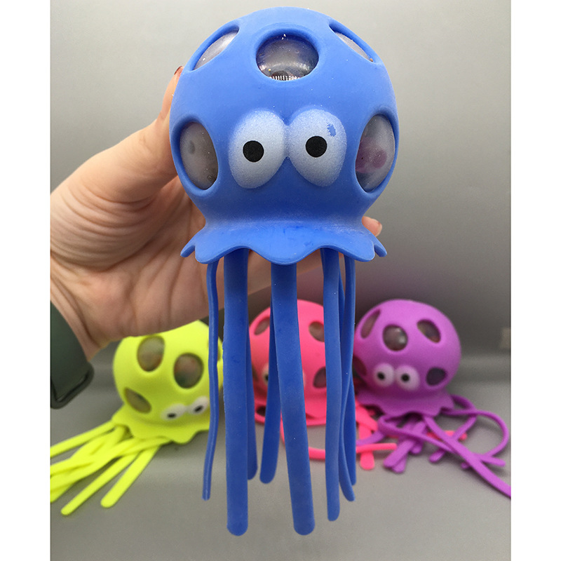 Jellyfish hole ball octopus playing water colorful beads bubble big beads children's decompression vent toy simulation ocean pinch music