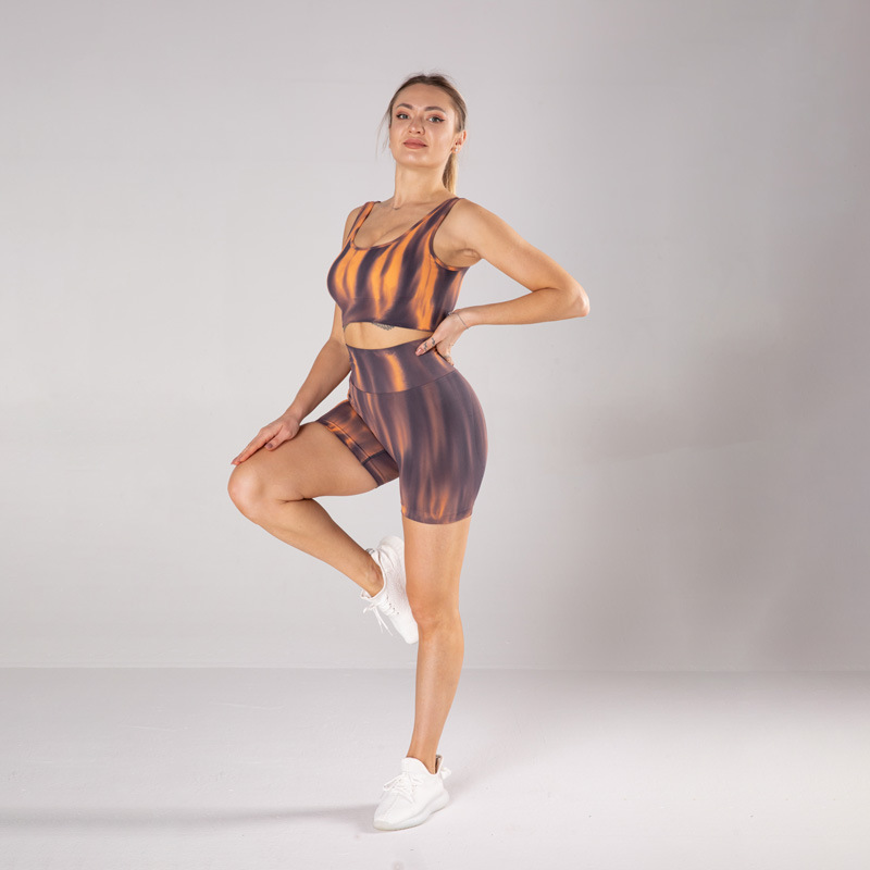 European and American New Yoga Suit Sports Vest Women's High Strength Fitness Bra High Waist Sports Shorts Yoga Shorts