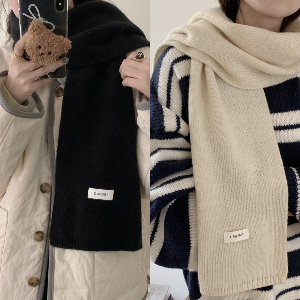 14 Color Winter Women's Scarf Solid Color Soft Waxy All-match Korean Couple Fashion Student Basic Knitted Warm Scarf