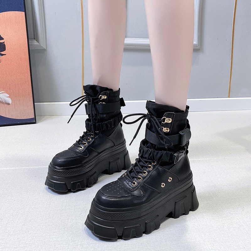 British Style Martin Boots Women's Autumn 2021 New Thick-soled Heightened Ankle Boots Handsome Motorcycle Boots ins Trendy Cool Ankle Boots