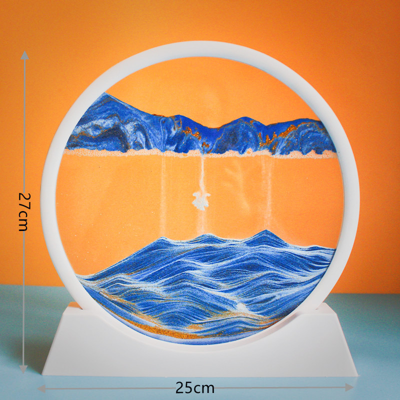 新しいシンプルな 3d 風景流れる砂絵ラウンドガラス工芸品砂時計新築祝いオープニングクリエイティブギフトディスプレイピース|undefined