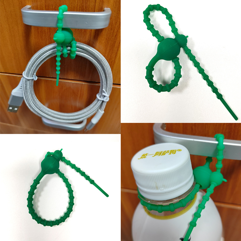 Double-hole gourd silicone cable tie 8-shaped lanyard data cable digital storage winder multifunctional strapping rope