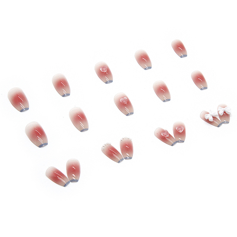 Wear nail beauty stickers pink transparent color-changing three-dimensional love Pearl Diamond new fashion wholesale online celebrity