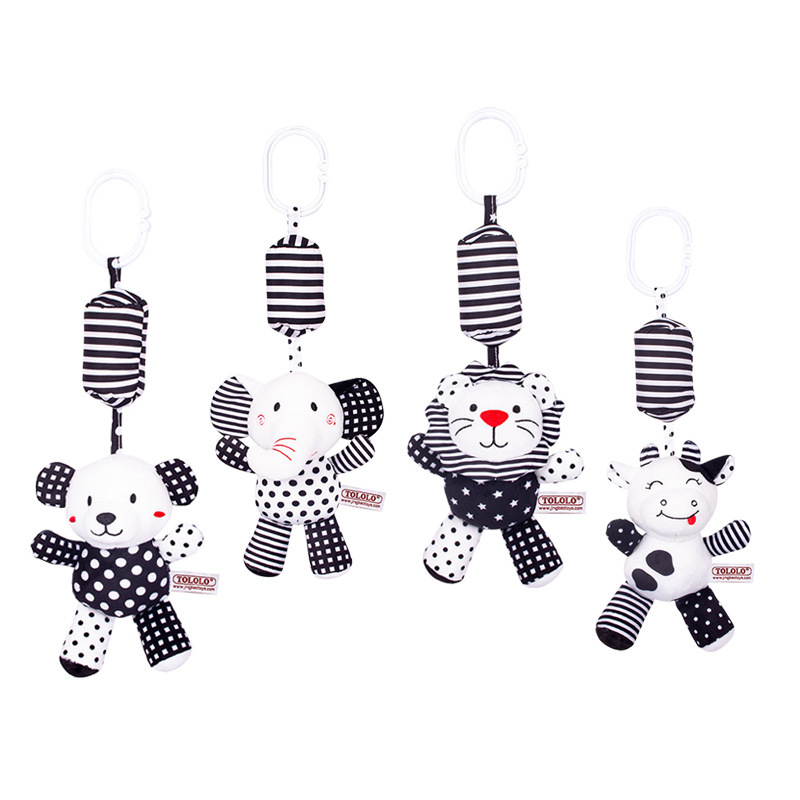 TOLOLO infant cartoon wind chime early education lathe pendant animal black and white wind chime bed hanging toy