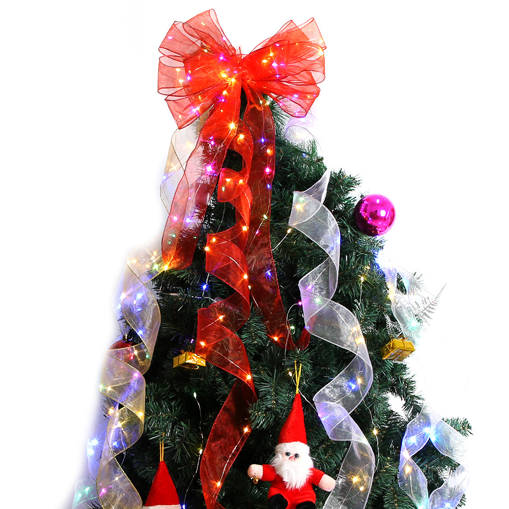 Home & Garden Christmas decoration 3.8cm mesh double layer Christmas ribbon party atmosphere layout ribbon led with light_voghion.com