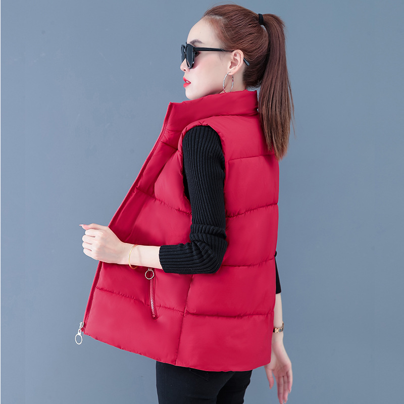 Autumn and Winter Down Cotton Outer Wear Large Size Vertical Collar Vest Korean Style Velvet Vest Warm Waistle Sleeveless Jacket